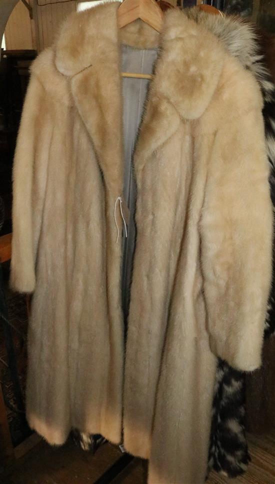 Cream mink full length fur coat